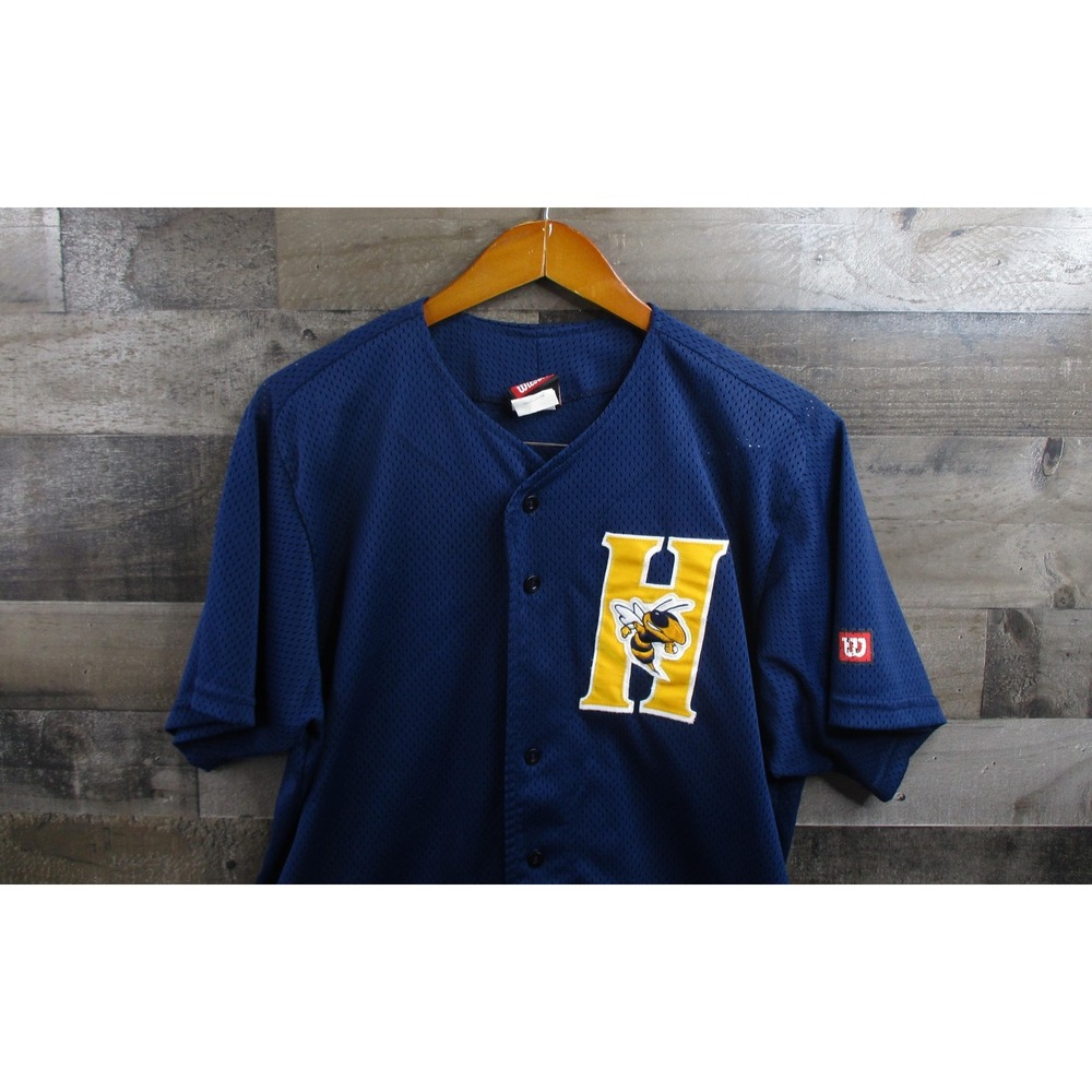 Georgia Tech Yellow Jackets Baseball Jersey Mens Large Navy Blue #7 Made USA